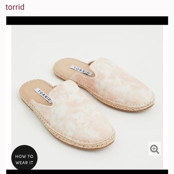 NWT TORRID SIZE 9.5 WW BLUSH TIE DYE CANVAS MULE ESPADRILLE - Picture 4 of 5